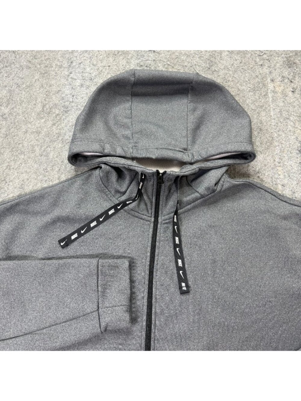 Nike Full Zip Hoodie Women M Gray Solid Fleece Drawstring Sweatshirt BV4968